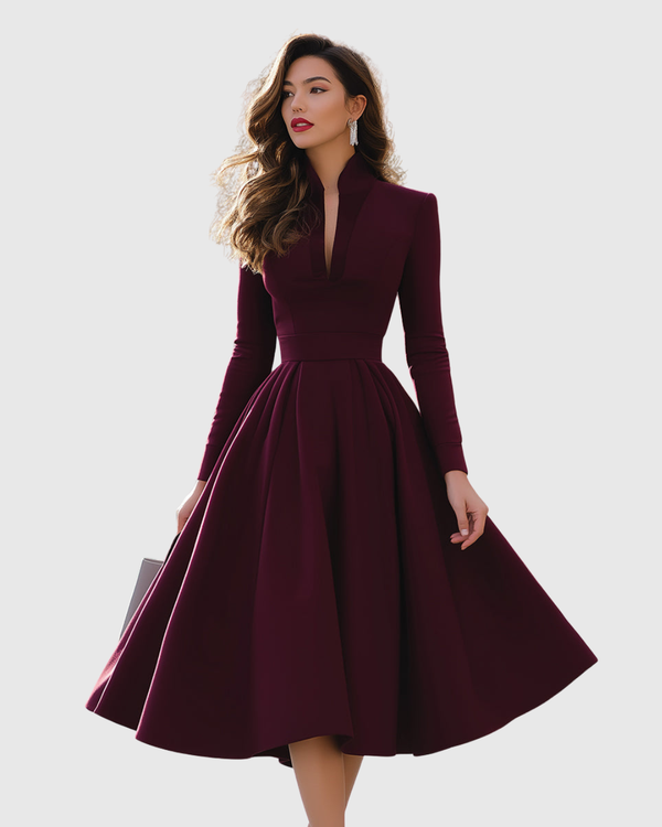 Celia™ | Vestido midi escote V sofisticado
