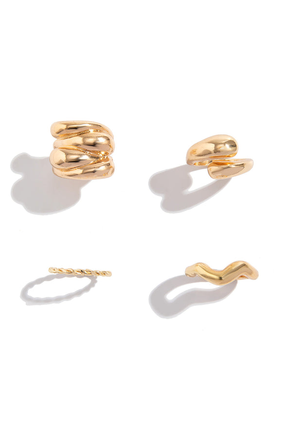 Juego de Anillos de Metal de 4 Piezas