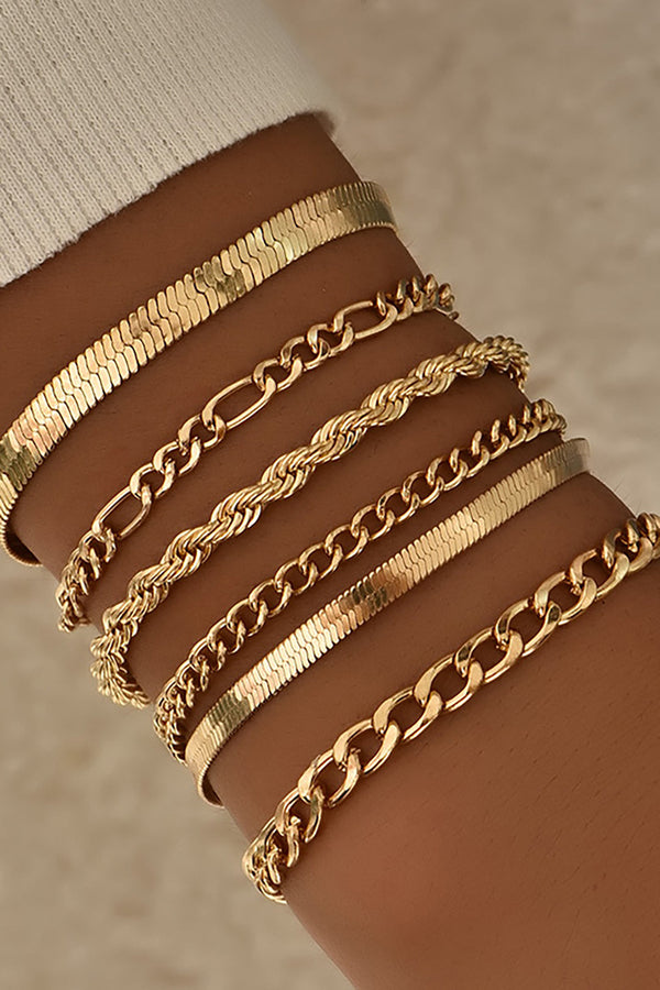 Conjunto de Pulseras de Cadena Cubana de 6 Piezas