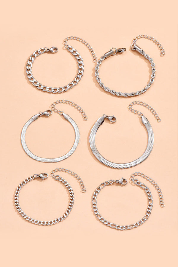 Conjunto de Pulseras de Cadena Cubana de 6 Piezas